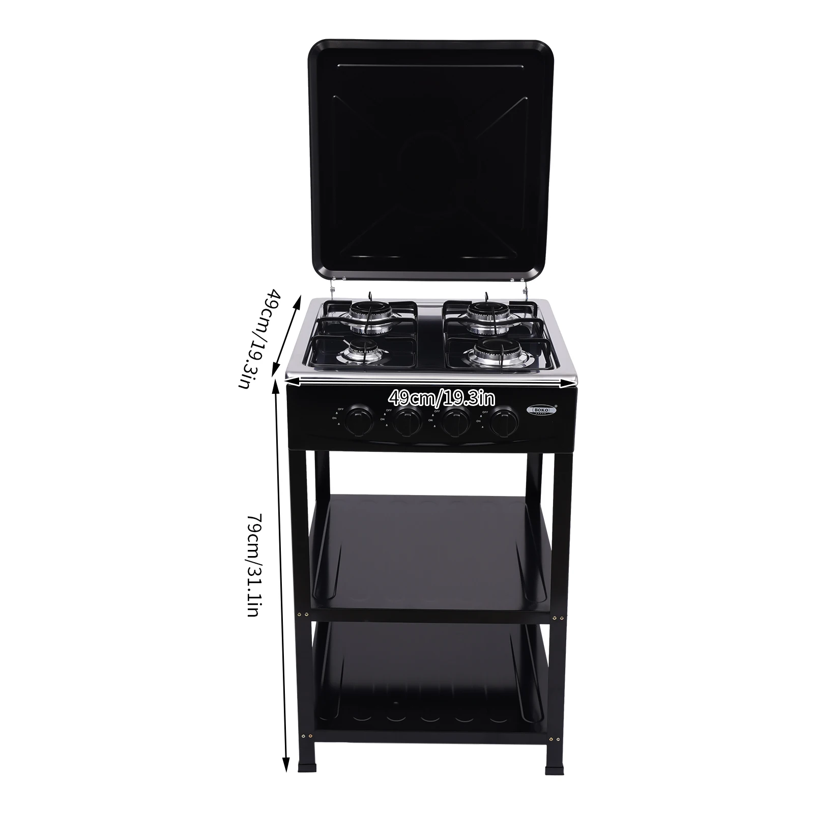 4 Burner Portable Stove Cooker BBQ Grill Windshelter Natural Gas Camping Freestanding Stove For Family Outdoor Activities - Image 5