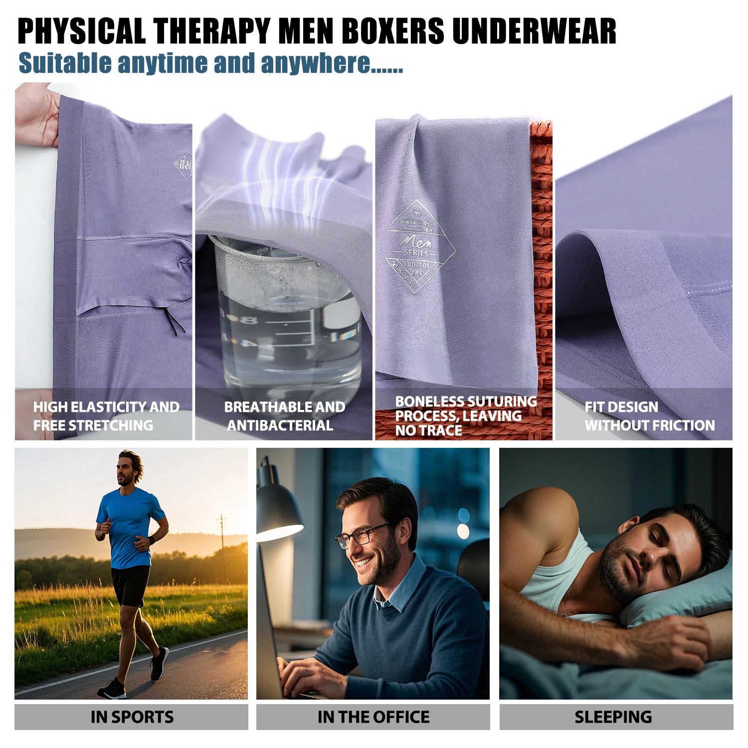 Men's Breathable Underwear Front Open Hole with Adjustable Ring Sheath Boxers Foreskin Long Therapy Enhanced Man Boxers Briefs - Image 3