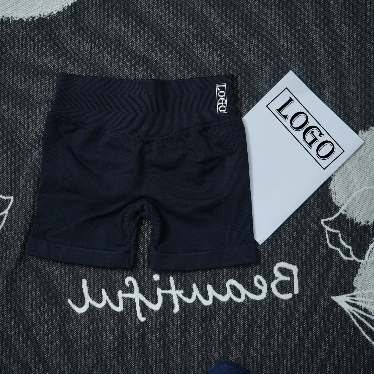 Yoga ShortsYogImpact Shorts with Logo 4.5'' Low Waist Seamless Scrunch Bum Gym Shorts Workout Biker Short Stretch Fitness Short - Image 9