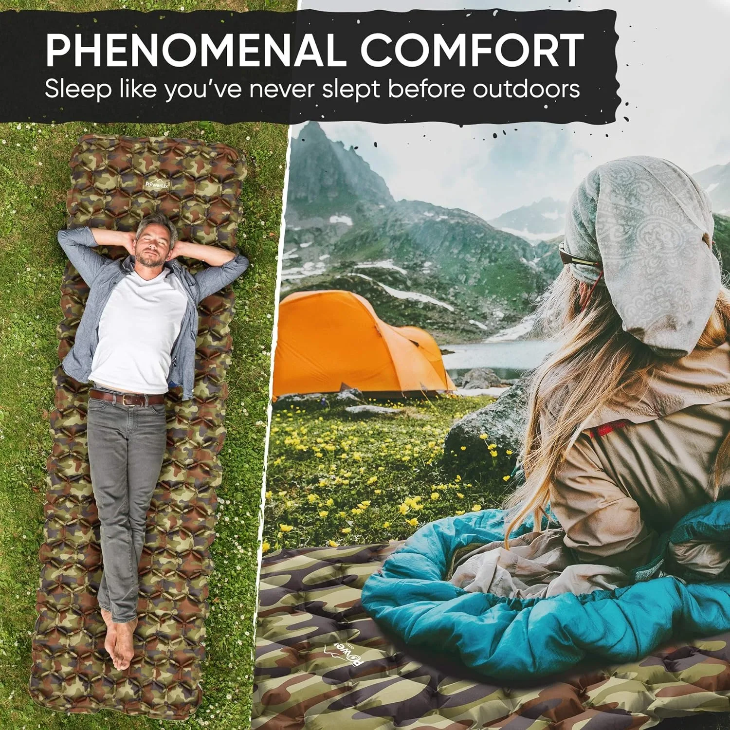 POWERLIX Ultralight Sleeping Pad for Camping with Inflating Bag, Carry Bag, Repair Kit – Compact Lightweight Camping Mat - Image 2