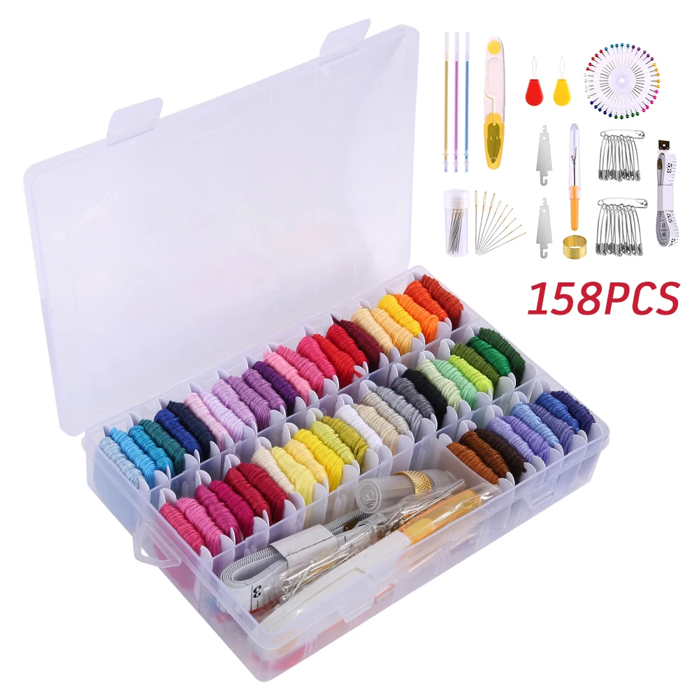 Embroidery Floss Kit Multifunctional Embroidery Thread Floss Kit 3 Layers Embroidery Cross Stitch Kit 200 Colors Friendship - Image 7