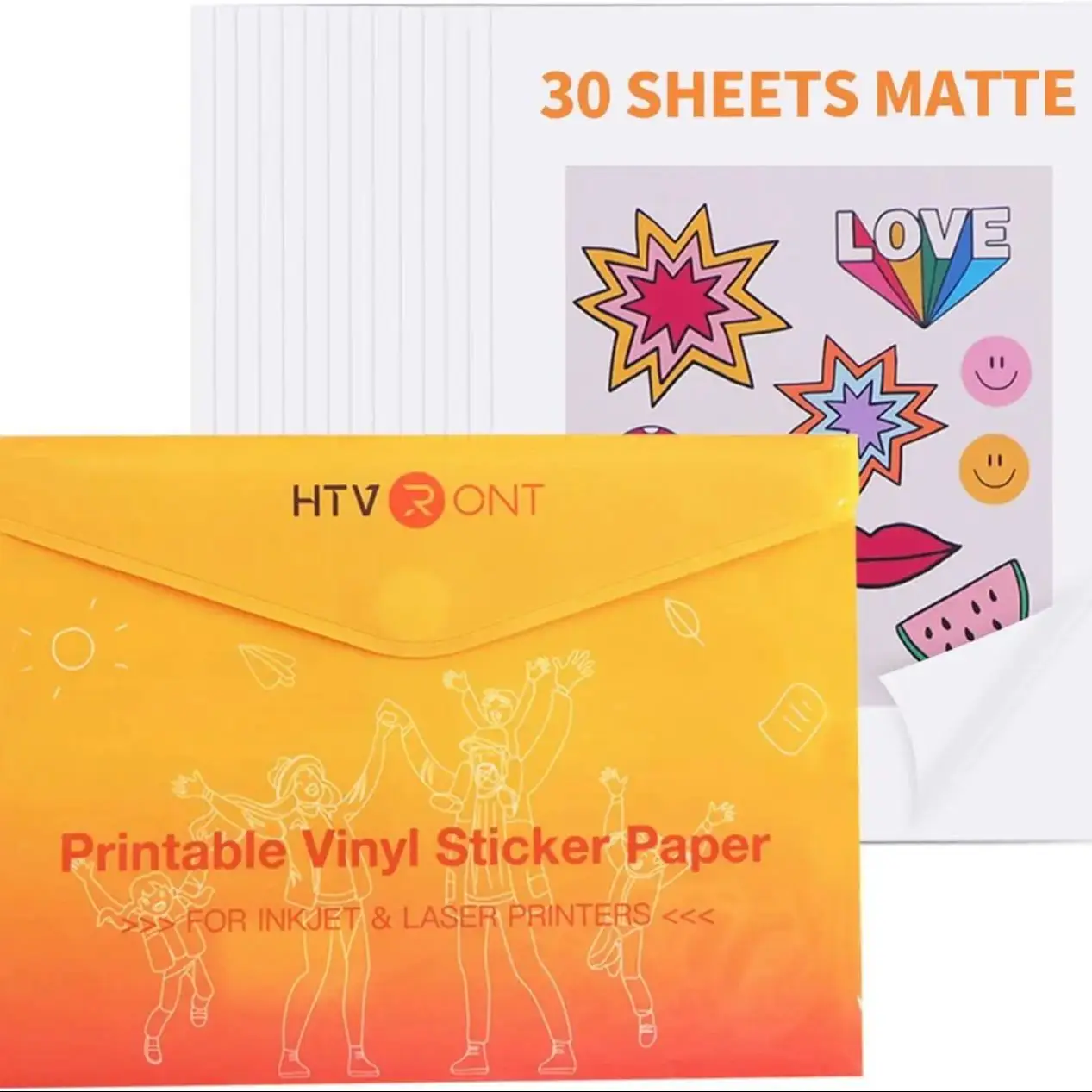HTVRONT 30 Sheets Printable Vinyl Matte Glossy Sticker Paper for Inkjet Printer Laser Printer Waterproof Sticker Paper 100g - Image 7