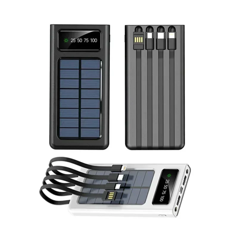 2025 New 50000mAh Large Capacity Solar Power Bank Built-in Cable Outdoor Solar Charger with LED Light Super Fast Charging - Image 4