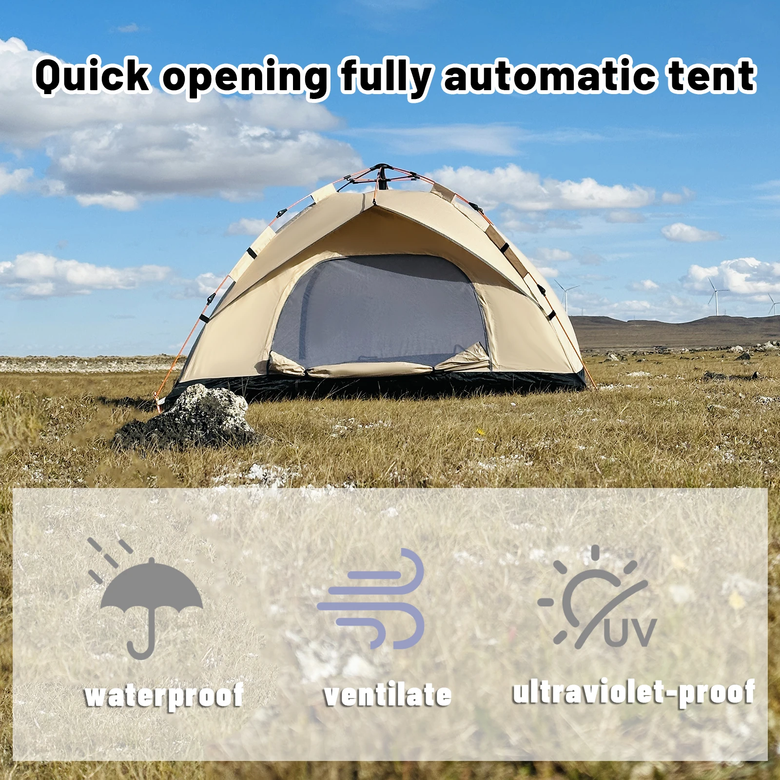 Outdoor Automatic Quick-opening Tent Automatic Rainproof Sunshine-proof Tent Fishing Beach Sunshine Shelter 4 person tents - Image 4