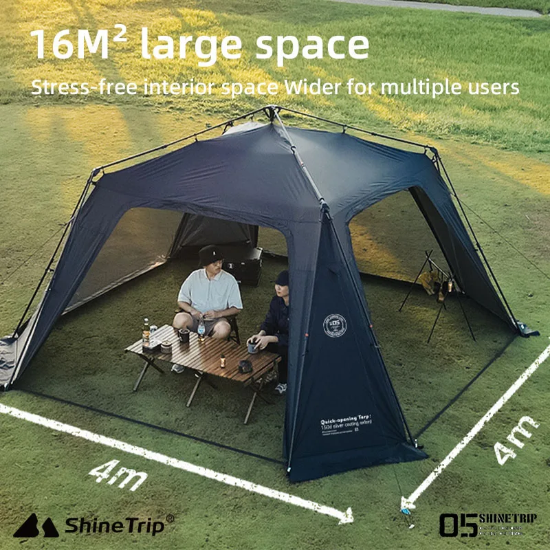 ShineTrip Camping Tent Silver Plated Canopy Extra Large Quick Setup Sunproof Camping Auto Dome Waterproof - Image 6