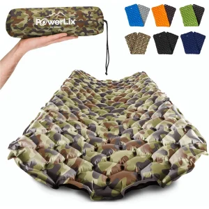 POWERLIX Ultralight Sleeping Pad for Camping with Inflating Bag, Carry Bag, Repair Kit – Compact Lightweight Camping Mat