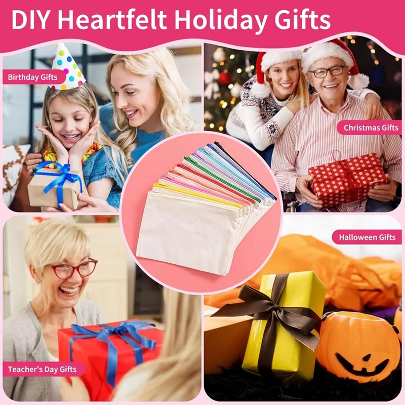 Sublimation Blank Canvas Cosmetic Bags Bulk,DIY Heat Transfer Cosmetic Bags, Clear Sublimation Blank Bags With Zipper - Image 3