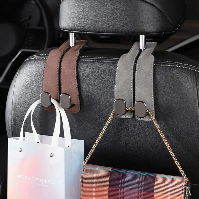 2 in 1 Car Headrest Hook Premium Suede Rear Seat Hanging Dual Hook Load-Bearing Alloy Hook Hanger Auto Interior Accessories - Image 4