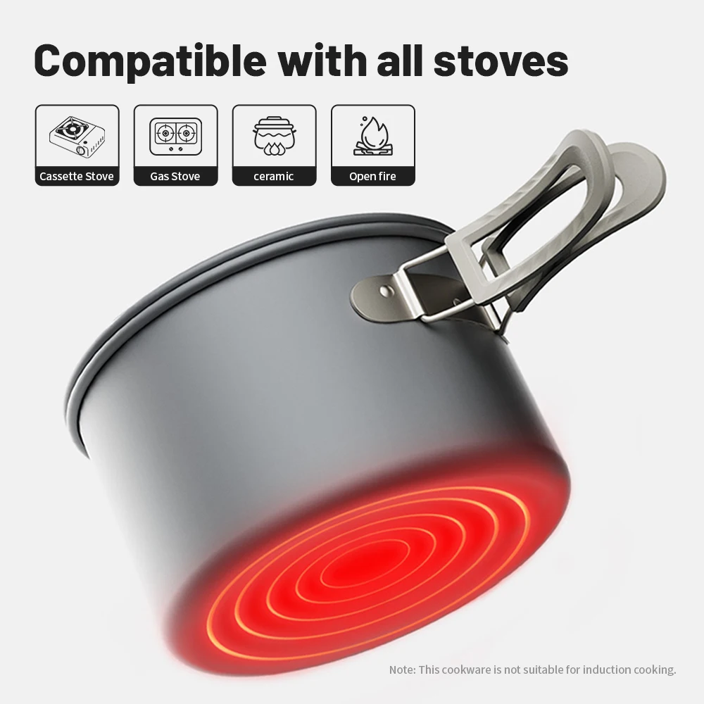Naturehike Camping Pot Set Aluminum Alloy Cookware Pot Set Portable Outdoor Picnic Tableware Camping Cookware Kit CNK2450CF010 - Image 4