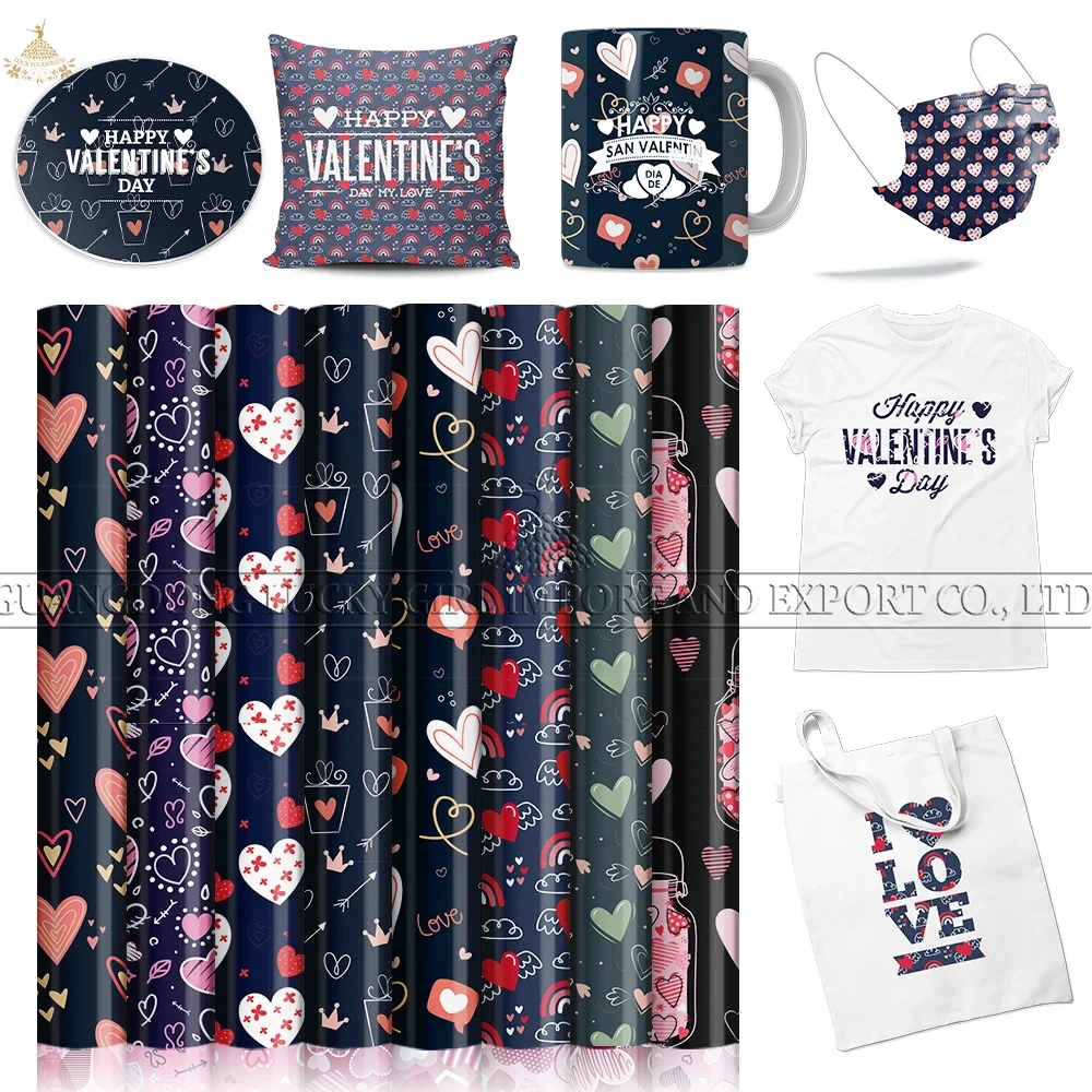 Lucky Goddness Pink Heart Infusible Transfer Ink Sheets 8 Pcs 12x12" Valentine's Day Sublimation Paper for Joy T-shirts Mugs DIY - Image 11